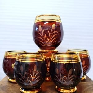 Vintage Bohemian Crystal drinking Glasses set of six.